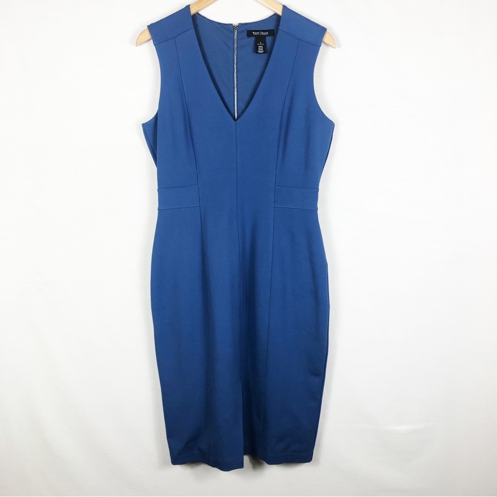 White House Black Market WHBM Seamed Sheath Pencil Dress | Blue | Size 8 - Picture 2 of 10